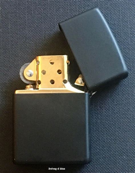 Zippo Windproof Black Matte Lighter With Gold Insert