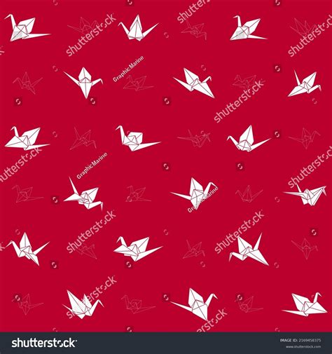 Pattern Origami Crane Vector Silhouette Illustration Stock Vector