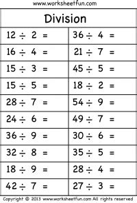 Division-2Digit by1Digit-No Remainder / FREE Printable Worksheets ...