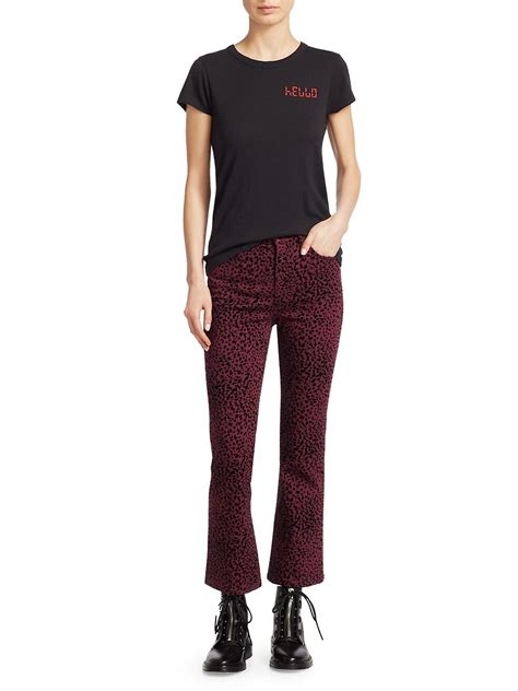 Shop Rag And Bone Hana High Rise Cheetah Bootcut Crop Jeans Saks Fifth Avenue