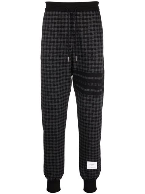 Thom Browne Houndstooth Check Track Pants Black Farfetch Ao