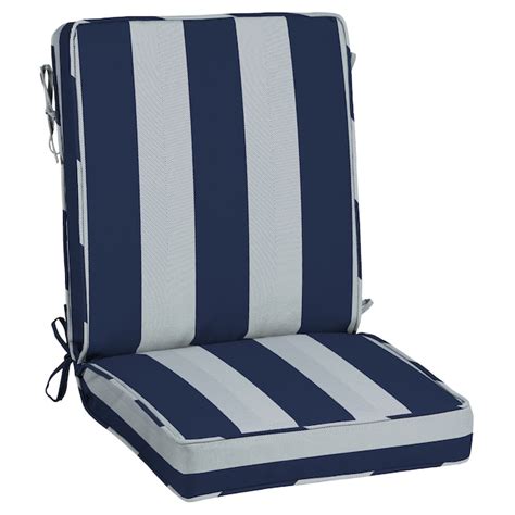 Allen Roth 20 In X 20 In Herringbone Cabana Stripe Seaport High Back Patio Chair Cushion At