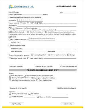 Fillable Online ACCOUNT CLOSING FORM Fax Email Print PdfFiller