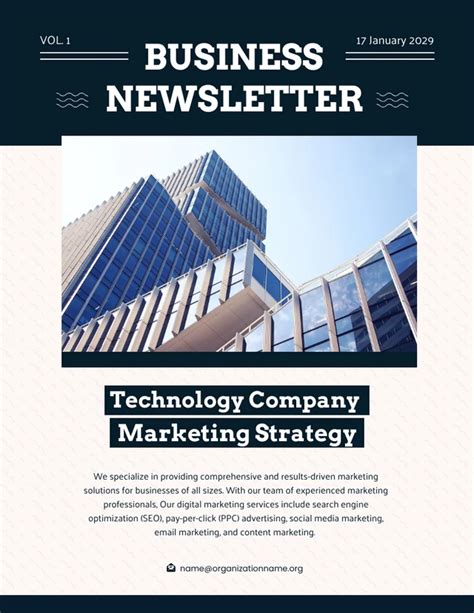 Dark Blue Technology Company Marketing Newsletter Template Venngage