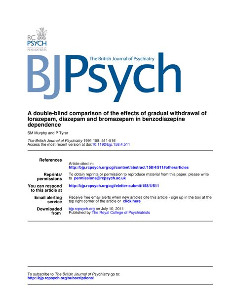 (PDF) A Double-Blind Comparison of the Effects of Gradual Withdrawal of Lorazepam, Diazepam and ...