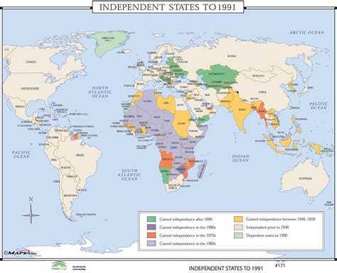 Universal Map World History Wall Maps Independent States To 1991