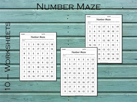 Printable Number Maze 1 10 Worksheets Number Recognition Etsy