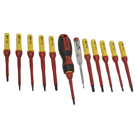 Sealey Screwdriver Set 13pc Interchangeable Magnetized Tips Vde