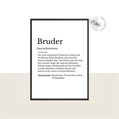 Beste Bruder Definition Poster Personalisierbar Bruder Geschenk Zum