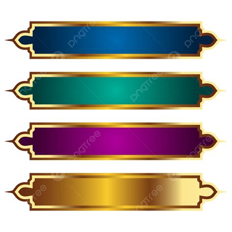 Set Of Luxury Golden Arabic Islamic Banner Title Frame Transparent