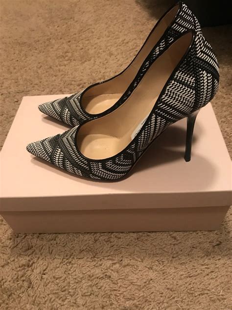 Jimmy Choo Woven Black And White Fabric Pumps 35 Gem