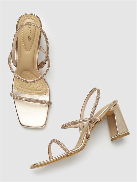 Buy Marc Loire Gold Toned Pu Party Block Peep Toes Heels For Women 18773456 Myntra