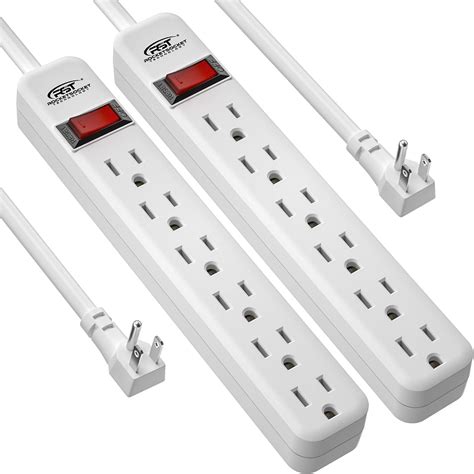 Amazon CRST 2 Pack 6 Outlet Power Strip With Switch 15A 1875