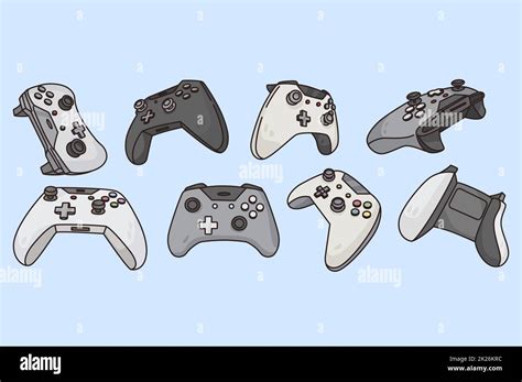 Set Of Various Game Controllers Stock Photo Alamy