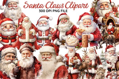 Watercolor Santa Claus Clipart Bundle Graphic By Regulrcrative