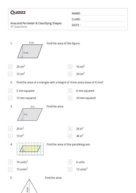 Classifying Shapes Worksheets For Th Year On Quizizz Free