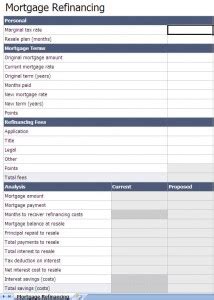 Refinance Mortgage Calculator Excel Template