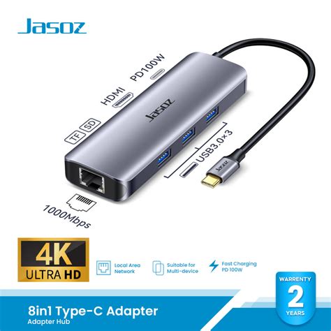 Jasoz อะแดปเตอร์ฮับ Type C Hub 8in1 Adabter Hub Usb3 03hdmipd100wsdtfrj45 Jasoz Th Thaipick