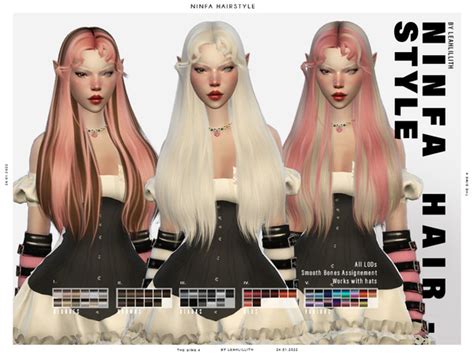 The Sims Resource LeahLillith Ninfa Hairstyle