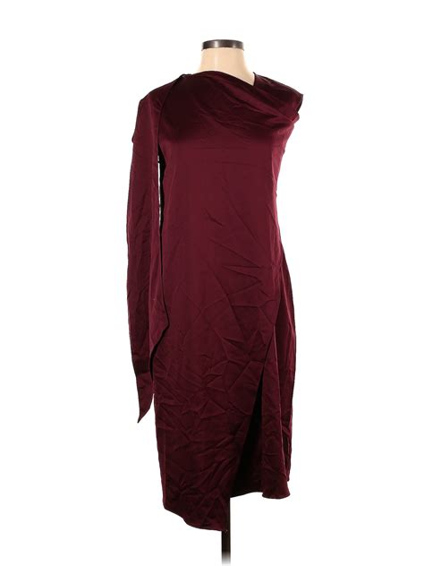 H By Halston 100 Polyester Solid Maroon Burgundy Cocktail Dress Size