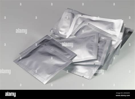 Sheet Foil Package Silver Plastic Sachet Mockup Sample Siver Pouch