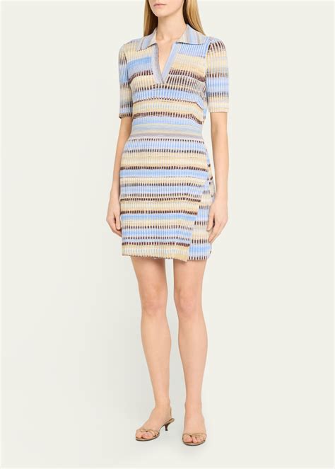 SIMKHAI Solana Stripe Knit Polo Mini Dress Bergdorf Goodman