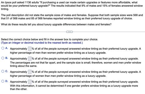 Solved An Ipsos Poll Asked 1136 Adults If Purchasing A Used Chegg