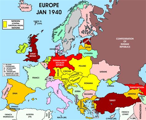 Map Of Europe 1940