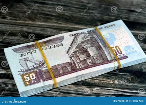 Egypt Money Roll Pounds Banknotes Isolated On White Background