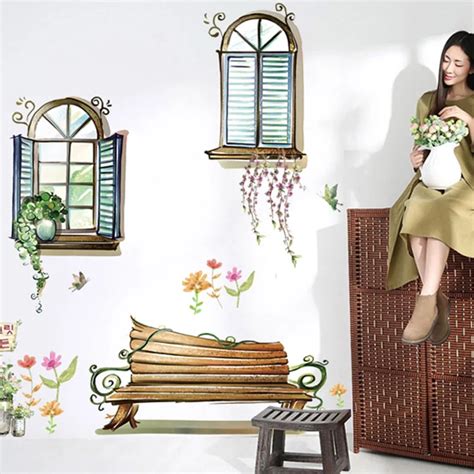 Removable Fake Window Wall Sticker Living Room Wall Stickers Home Decor