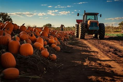 Premium AI Image | Pumpkin Patch with a Hayride in Progress