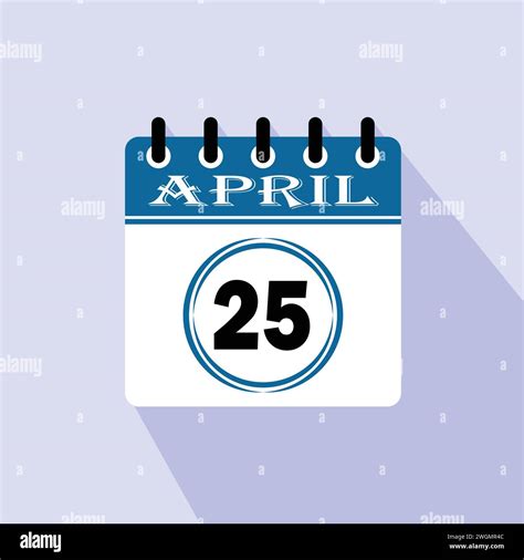 Icon Calendar Day 25 April 25th Days Of The Month Vector