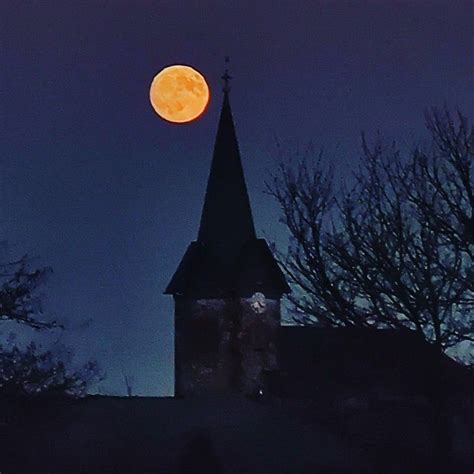 Evangelische Kirche Von Melbach Bei Vollmond Vollmond Evangelische