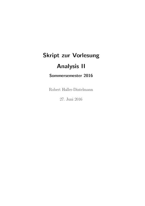 PDF Skript Zur Vorlesung Analysis IIhaller Skripten Ana2Skript16 Pdf