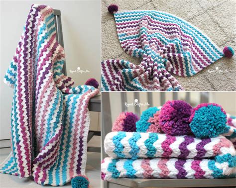 Caron Chunky Cakes Crochet Cluster V Stitch Blanket Repeat Crafter Me