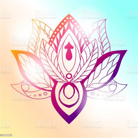 Lotus Mandala On A Bright Background Vector Ornamental Lotus Ethnic Zentang Ornamental Boho