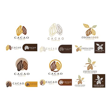 Premium Vector Cocoa Logo Cocoa Bean Cocoa Tree Cocoa Branches And