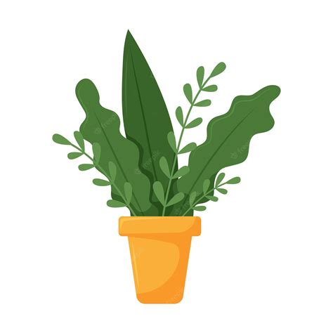 Premium Vector A Plant With Leaves House Potted Plant Cartoon Flat