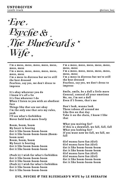 Eve Psyche The Bluebeard S Wife Le Sserafim In Song Lyric