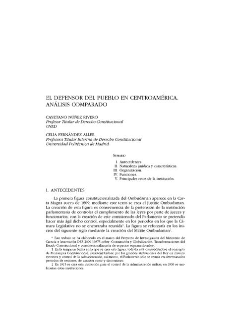 PDF El Defensor del Pueblo en Centroamérica Análisis comparado