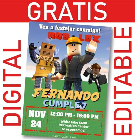 GRATIS Invitación Roblox Editable Digital