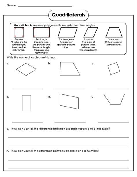 Quadrilateral Worksheet Rd Grade Worksheets Library