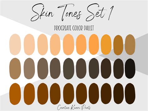 Skin Tones Procreate Palette Skin Color Swatches Instant Download Etsy