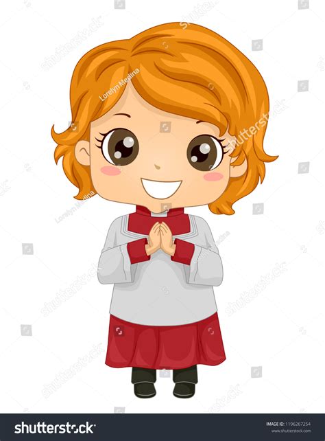 Illustration Kid Girl Altar Server Hands Stock Vector Royalty Free