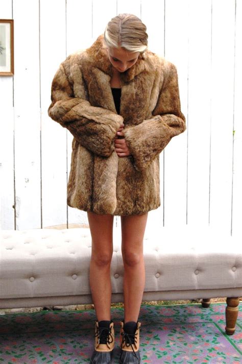 Reserved For Michelle Vintage Rabbit Fur Coat Ml