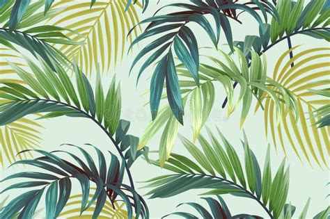 Tropical Pattern With Green Palm Leaves Summer Vector Background Or