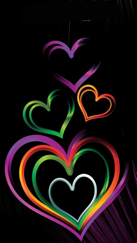 Free Download Colorful Hearts On Black Backgrounds Elsoar 960x1280