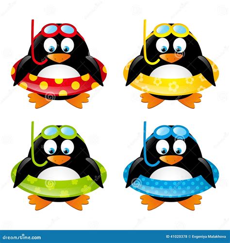 Set of swimming penguins stock vector. Illustration of polar - 41020378