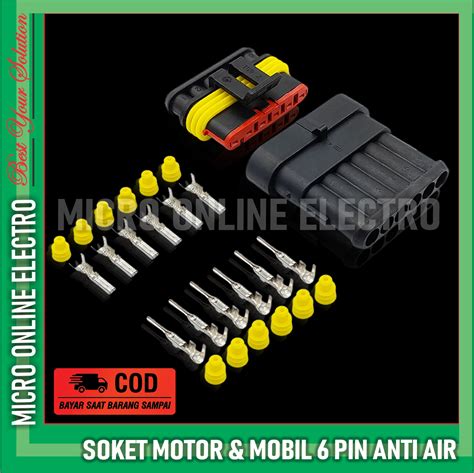 Soket Konektor Kabel 6 Pin Anti Air Socket Motor Mobil Waterproof