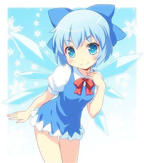 Safebooru 1girl Blue Eyes Blue Hair Blush Cirno Dress Ice Ice Wings Short Hair Smile Solo